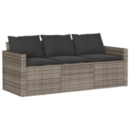 VidaXL 3-osobowa sofa ogrodowa z poduszkami, szara, polirattan