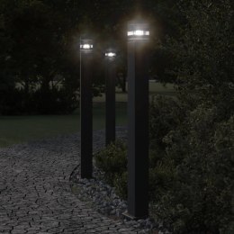 VidaXL Zewnętrzne lampy stojące, z czujnikami, 3 szt., czarne, 110 cm