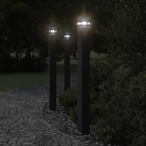 VidaXL Zewnętrzne lampy stojące, z gniazdem, 3 szt., czarne, 110 cm