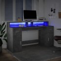 VidaXL Biurko z podświetleniem LED, betonowa szarość, 160x55x91 cm