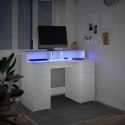 VidaXL Biurko z podświetleniem LED, białe, 120x55x91 cm