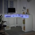 VidaXL Biurko z podświetleniem LED, białe, 130x130x91 cm