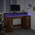 VidaXL Biurko z podświetleniem LED, brązowy dąb, 140x55x91 cm