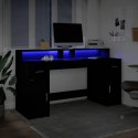 VidaXL Biurko z podświetleniem LED, czarne, 160x55x91 cm