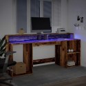 VidaXL Biurko z podświetleniem LED, stare drewno, 200x55x91 cm