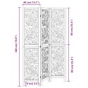 VidaXL Parawan pokojowy, 3-panelowy, czarny, lite drewno paulowni