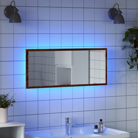 VidaXL Lustro łazienkowe z LED, brązowy dąb, 100x8,5x37 cm