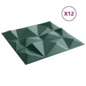 VidaXL Panele ścienne, 12 szt., zielone, 50x50 cm, XPS, 3 m², diament