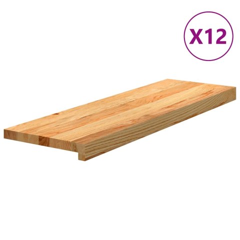 VidaXL Stopnie schodowe, 12 szt. brązowe 80x25x2cm lite drewno dębowe