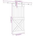 VidaXL Drzwi przesuwne z osprzętem, 95x210 cm, lite drewno sosnowe