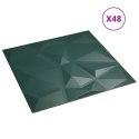 VidaXL Panele ścienne, 48 szt., zielone, 50x50 cm, XPS, 12 m², diament