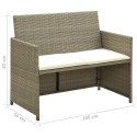 VidaXL 2-osobowa sofa ogrodowa z poduszkami, polirattan, beżowa