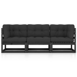 VidaXL 3-osobowa sofa ogrodowa z poduszkami, lite drewno sosnowe