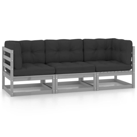 VidaXL 3-osobowa sofa ogrodowa z poduszkami, lite drewno sosnowe