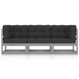 VidaXL 3-osobowa sofa ogrodowa z poduszkami, lite drewno sosnowe