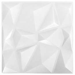 VidaXL Panele ścienne 3D, 12 szt., 50x50 cm, diamentowa biel, 3 m²