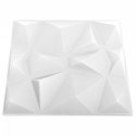 VidaXL Panele ścienne 3D, 12 szt., 50x50 cm, diamentowa biel, 3 m²