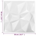 VidaXL Panele ścienne 3D, 12 szt., 50x50 cm, diamentowa biel, 3 m²