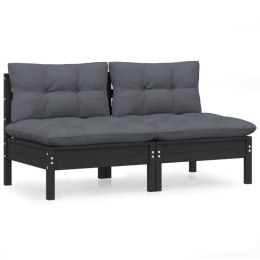 VidaXL 2-osobowa sofa ogrodowa z antracytowymi poduszkami, sosnowa