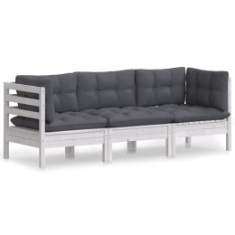 VidaXL 3-osobowa sofa ogrodowa z antracytowymi poduszkami, sosnowa