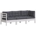 VidaXL 3-osobowa sofa ogrodowa z antracytowymi poduszkami, sosnowa