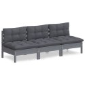 VidaXL 3-osobowa sofa ogrodowa z antracytowymi poduszkami, sosnowa