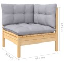 VidaXL 3-osobowa sofa ogrodowa z szarymi poduszkami, drewno sosnowe