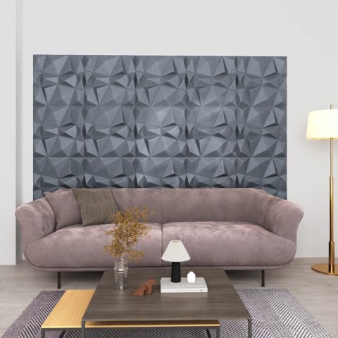 VidaXL Panele ścienne 3D, 24 szt., 50x50 cm, diamentowa szarość, 6 m²