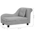 VidaXL Sofa dla psa, z poduszką, szara, 83x44x44 cm, pluszowa