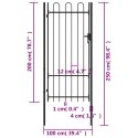 VidaXL Furtka jednoskrzydłowa z zaokrągleniai, stal, 1x2 m, czarna