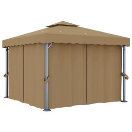 VidaXL Altana ogrodowa z zasłonami, 3 x 3 m, kolor taupe, aluminium