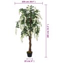 VidaXL Sztuczna wisteria, 1260 liści, 180 cm, zielono-biała