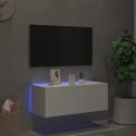 VidaXL Ścienna szafka TV z LED, biała, 80x35x31 cm