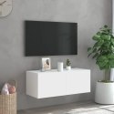 VidaXL Ścienna szafka TV z LED, biała, 80x35x31 cm