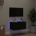 VidaXL Ścienna szafka TV z LED, czarna, 60x35x31 cm