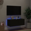 VidaXL Ścienna szafka TV z LED, czarna, 80x35x31 cm