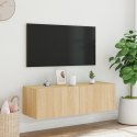 VidaXL Ścienna szafka TV z LED, dąb sonoma, 100x35x31 cm