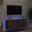 VidaXL Ścienna szafka TV z LED, przydymiony dąb, 100x35x41 cm