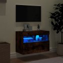 VidaXL Ścienna szafka TV z LED, przydymiony dąb, 60x30x40 cm