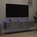 VidaXL Ścienne szafki TV z LED, 2 szt., szarość betonu, 80x35x31 cm