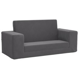 VidaXL 2-os. sofa dla dzieci, rozkładana, antracytowa, miękki plusz