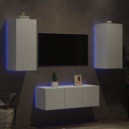 VidaXL 4-cz. zestaw mebli TV z LED, biały, materiał drewnopochodny