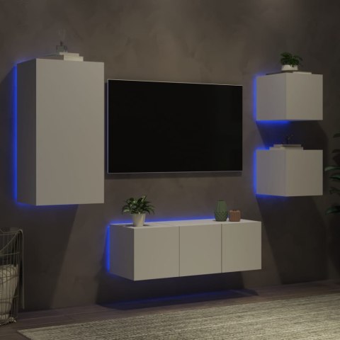 VidaXL 5-częściowy zestaw mebli TV z LED, biały