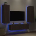 VidaXL 6-częściowy zestaw mebli TV z LED, brązowy dąb