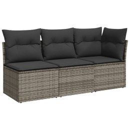 VidaXL 3-osobowa sofa ogrodowa z poduszkami, szara, polirattan