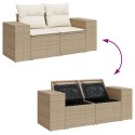 VidaXL Sofa ogrodowa z poduszkami, 2-osobowa, beżowa, polirattan