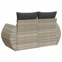 VidaXL Sofa ogrodowa z poduszkami, 2-osobowa, jasnoszara, polirattan