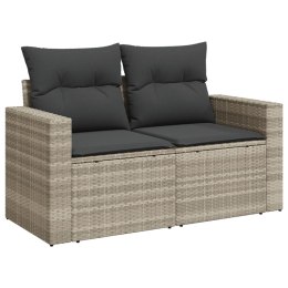 VidaXL Sofa ogrodowa z poduszkami, 2-osobowa, jasnoszara, polirattan