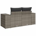 VidaXL Sofa ogrodowa z poduszkami, 2-osobowa, szara, polirattan