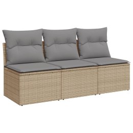 VidaXL Sofa ogrodowa z poduszkami, 3-osobowa, beż, polirattan